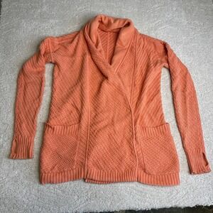 Women's Lululemon Size 8 Post‎ Practice Cardi Plum Peach Cable Knit Sweater